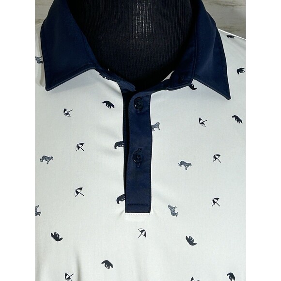 Swannies Polo Golf Shirt Men Size LARGE BEAR TIGER UMBRELLA Print Tennis Stretch - Picture 2 of 12